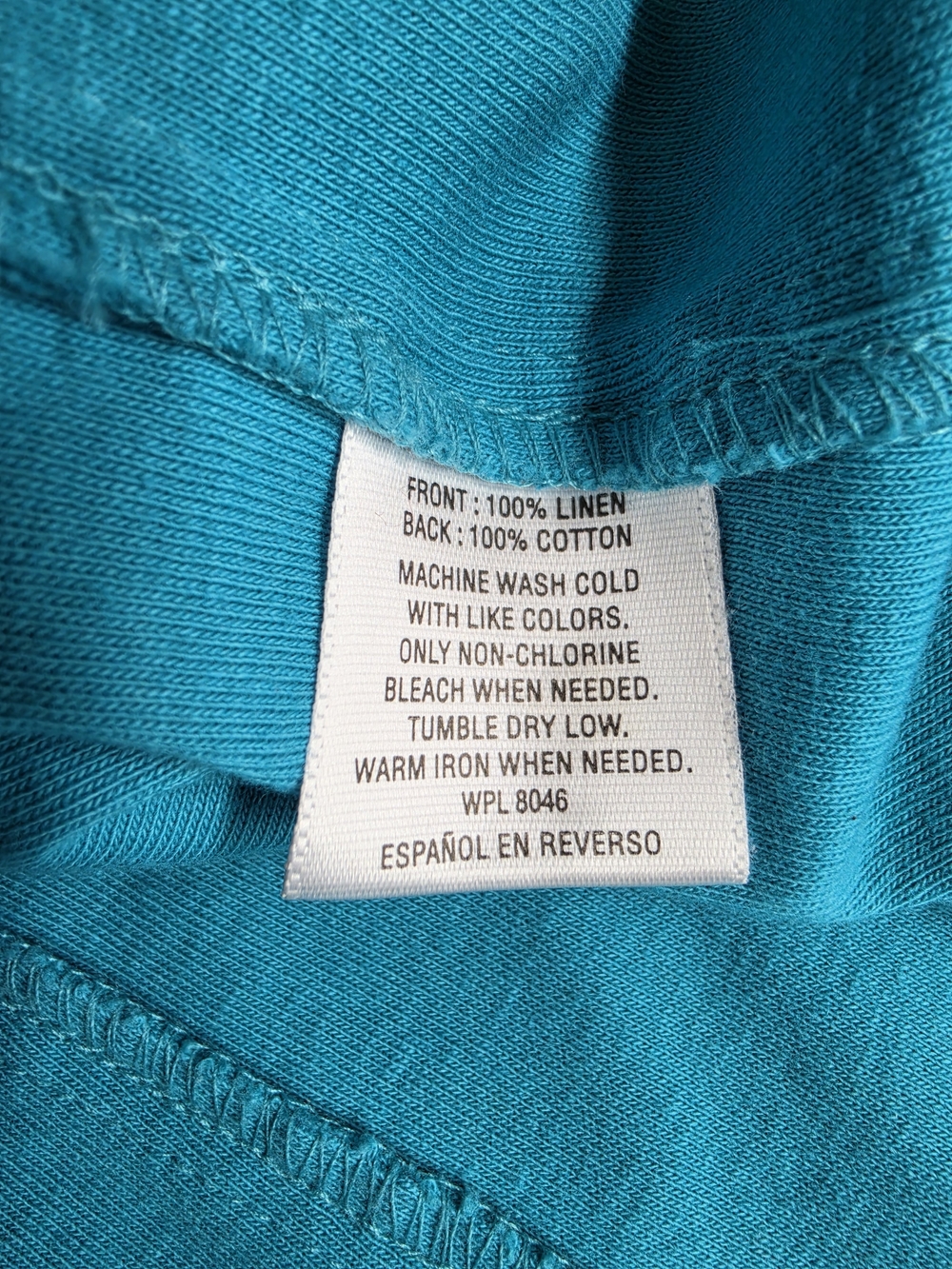 NOT FOR SALE. JM Collection Turquoise Linen Blend Roll Tab Blouse Size 8 - Picture 5 of 6